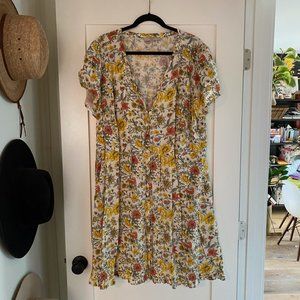LOFT Floral Button Dress